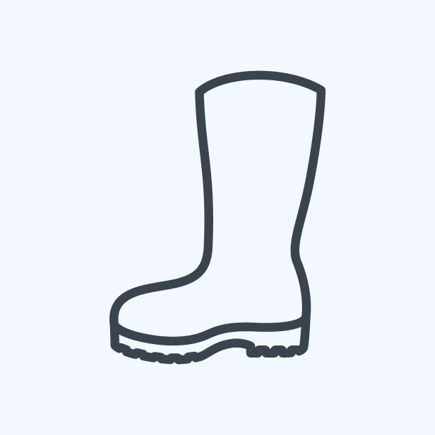 园艺靴子图标在时尚线风格孤立在软蓝色背景图片下载