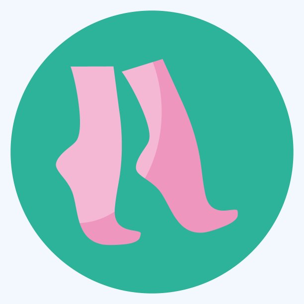 趾尖图标在时尚平坦的风格孤立在软蓝色背景图片下载