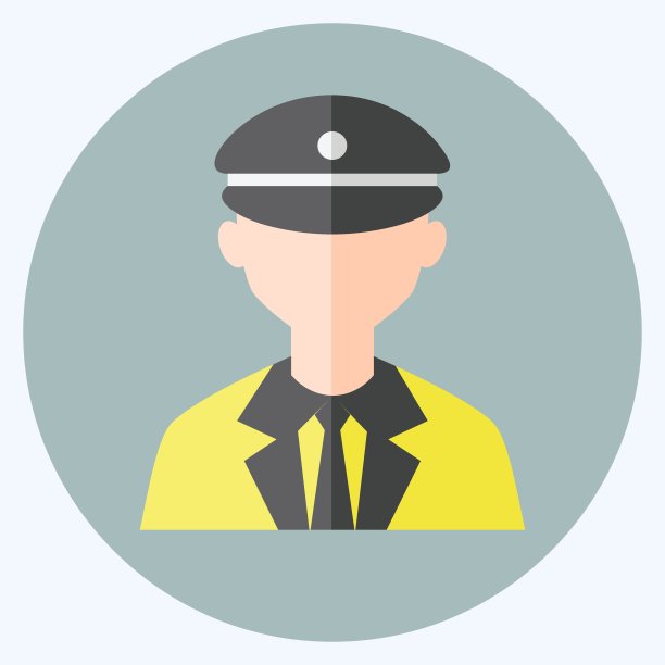 出租车司机图标在时尚平面风格孤立在软蓝色背景图片下载