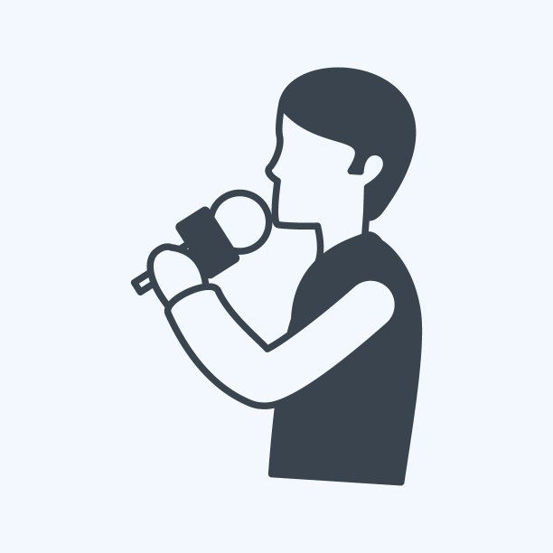 歌唱偶像在时尚字形风格孤立在软蓝色背景图片下载