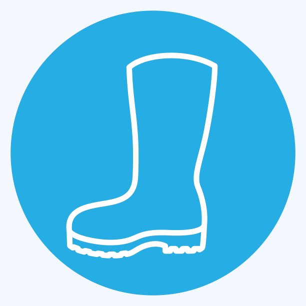 园艺靴子图标在时尚的蓝色眼睛风格孤立在柔和的蓝色背景图片下载