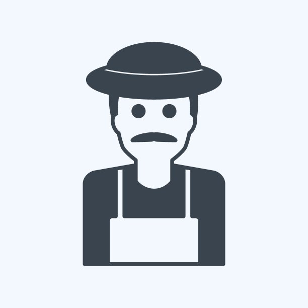 时尚的符号风格孤立的园丁图标在柔和的蓝色背景图片下载