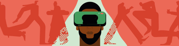 使用VR头盔在虚拟现实中放松和冥想。现代人戴着模拟自然的眼镜。图片下载