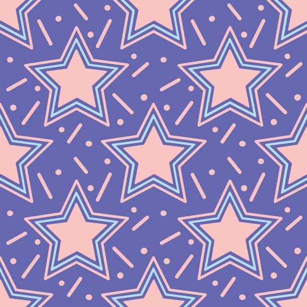 粉红色的星星在非常浅蓝色的背景上。图片下载