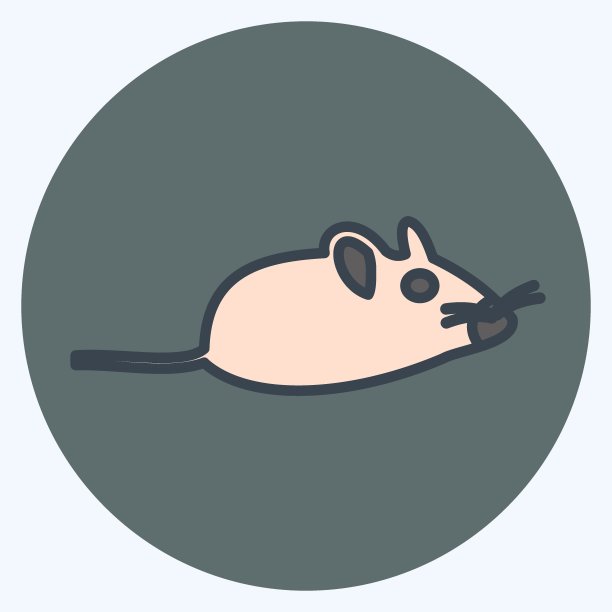 宠物鼠标图标在时尚的颜色伴侣风格孤立在软蓝色背景图片下载