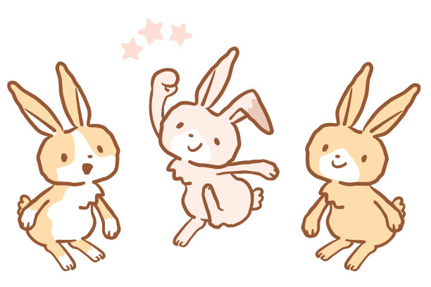 可爱的兔子矢量插图集。手绘图片下载