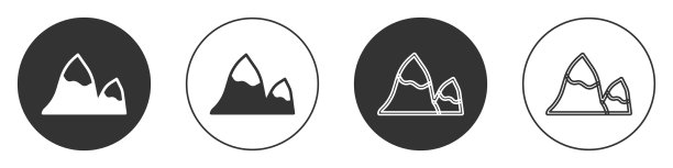 黑色山脉图标孤立在白色背景上图片下载