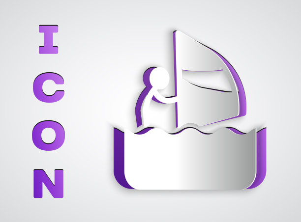 剪纸帆板图标孤立在灰色上图片下载