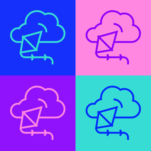 波普艺术线风筝图标孤立的颜色图片下载