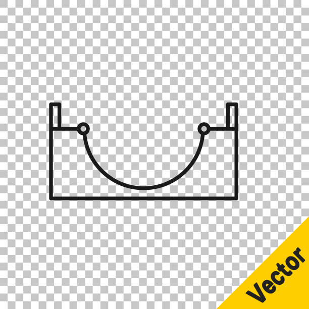 黑线滑板公园图标孤立上透明图片下载