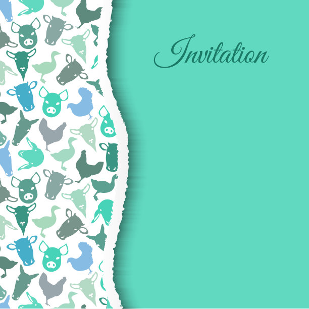 农场动物生日邀请背景为儿童和男孩图片下载