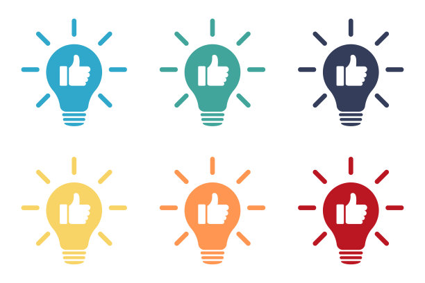 点赞，社交媒体网页设计。想法灯图标。平面样式-股票向量图片下载