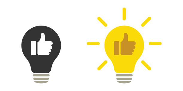 点赞，社交媒体网页设计。想法灯图标。平面样式-股票向量图片下载