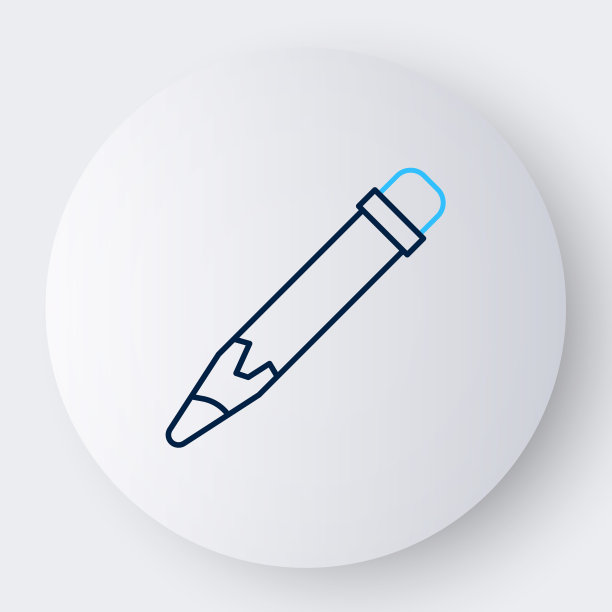 线条铅笔与橡皮擦图标孤立在白色背景上。绘画和教育工具。学校办公室的象征。色彩斑斓的轮廓的概念。向量图片下载