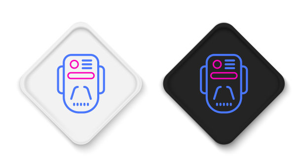 线人工智能机器人图标孤立在白色背景上。机器学习，云计算。色彩斑斓的轮廓的概念。向量图片下载