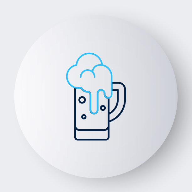 线玻璃的啤酒图标孤立在白色背景上。色彩斑斓的轮廓的概念。向量图片下载