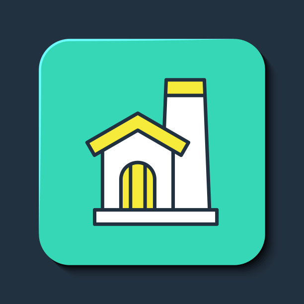 填充轮廓铁匠车间内部图标孤立在蓝色背景。绿松石平方按钮。向量图片下载