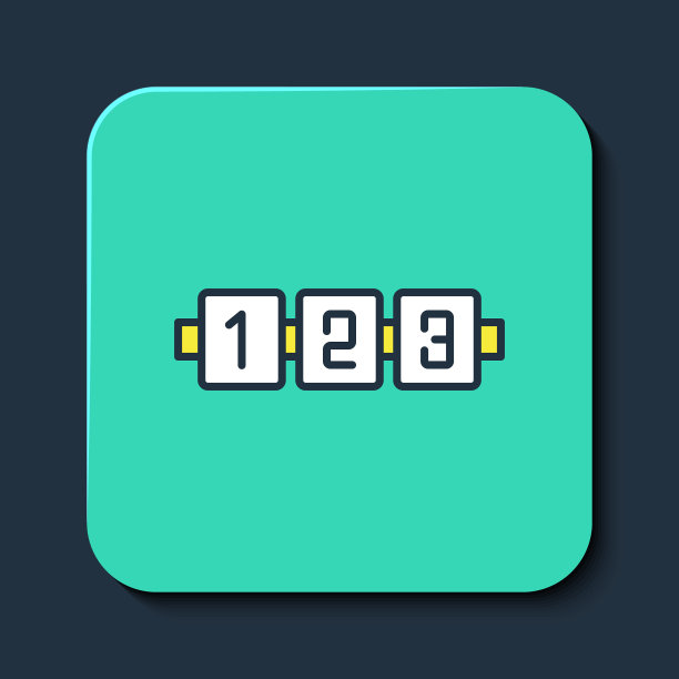 填充大纲教育逻辑游戏学龄前儿童图标孤立在蓝色背景。孩子活动。数一下立方体的数量。绿松石平方按钮。向量图片下载