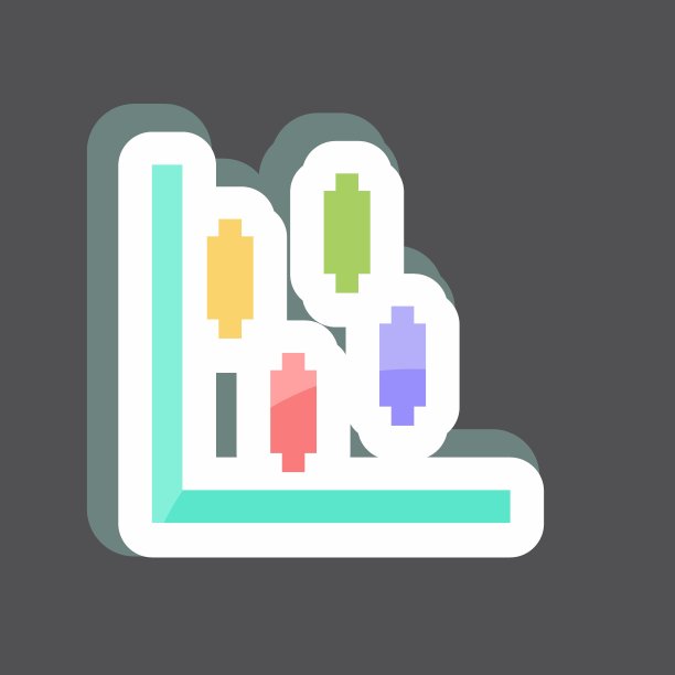 烛台图贴纸在时尚孤立的黑色背景图片下载