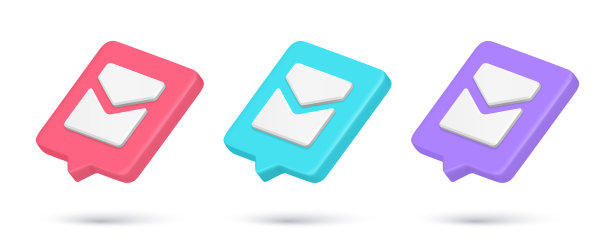 收集现实的3d等距图标关闭的邮件信封快速提示矢量插图图片下载