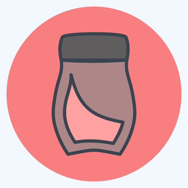 咖啡瓶图标在时尚的颜色搭配风格孤立在软蓝色背景图片下载