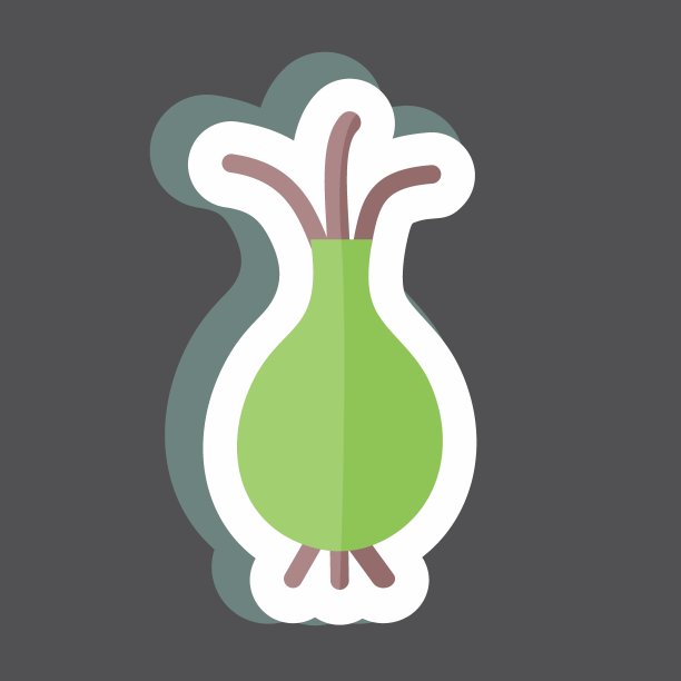 蔬菜植物贴纸在时尚孤立的黑色背景图片下载