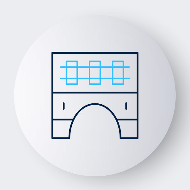 线桥的火车图标孤立在白色背景上。色彩斑斓的轮廓的概念。向量图片下载