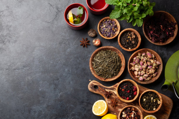 各种干茶和茶壶图片下载