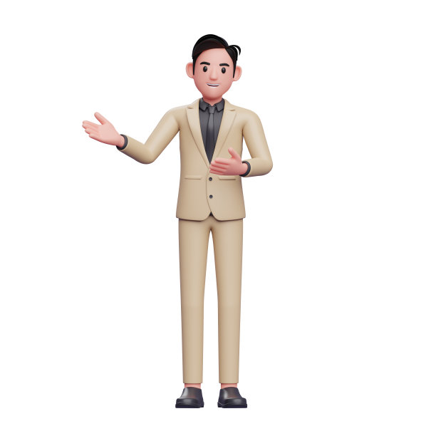 3d商人展示概念，3d渲染商人人物插画图片下载