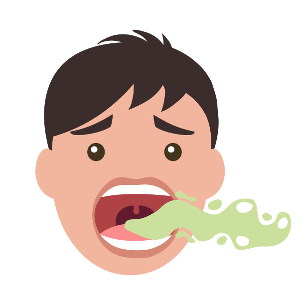 有口臭的男人在白色背景的平面设计。臭嘴概念矢量插图。图片下载