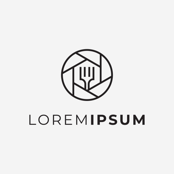 创意和简单的叉子厨房与相机焦点镜头捕捉标志设计的想法图片下载