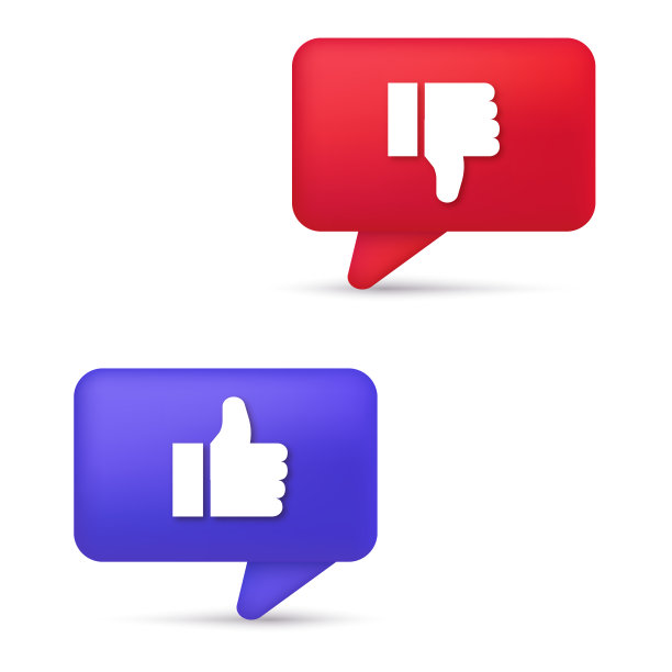 3d喜欢和不喜欢的泡泡。向量图片下载