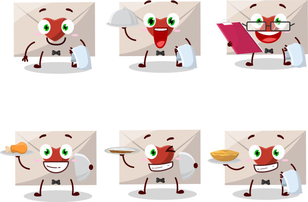 快乐的爱情信封服务员卡通人物图片下载