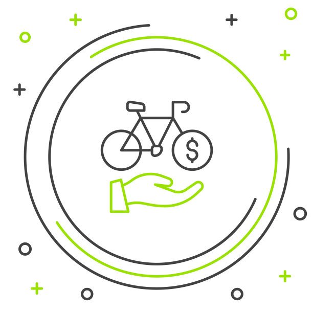 线自行车租赁手机应用图标孤立上图片下载