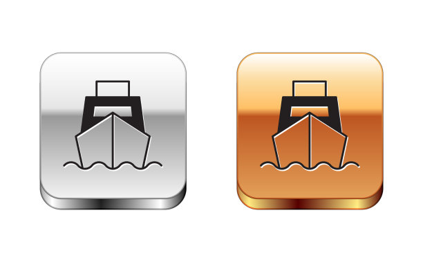 黑色货轮与箱子送货服务图标图片下载