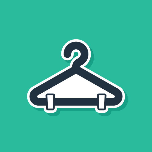 蓝色衣架衣柜图标孤立在绿色上图片下载