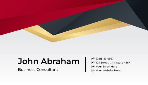 Minimalis黑红金设计名片模板背景图片下载