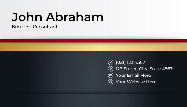 干净的企业黑红金设计名片模板背景图片下载