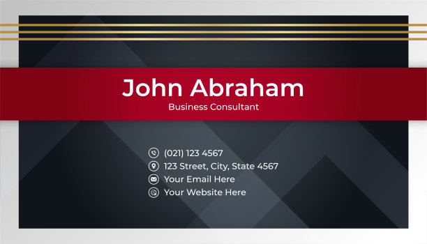 优雅现代专业黑红金设计名片模板背景图片下载