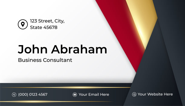 干净的企业黑红金设计名片模板背景图片下载