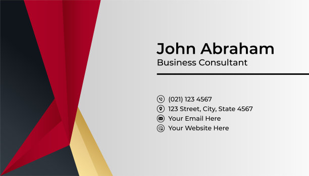 优雅现代专业黑红金设计名片模板背景图片下载