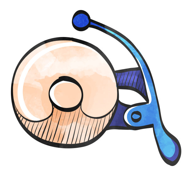 水彩风格图标自行车钟图片下载