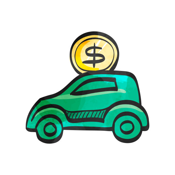 水彩风格图标车存钱罐图片下载