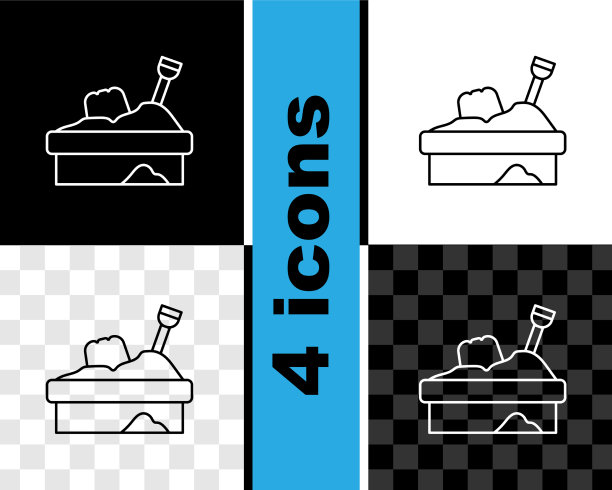 设置线沙盒与沙图标隔离在黑色上图片下载