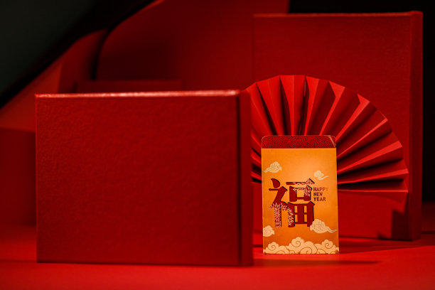中国新年节日红色背景装饰：农历新年图片下载