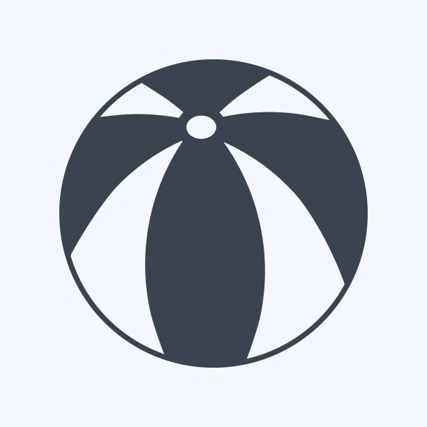 球图标在时尚字形风格孤立在软蓝色背景图片下载