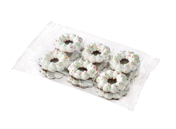 圣诞花环饼干在塑料托盘图片下载