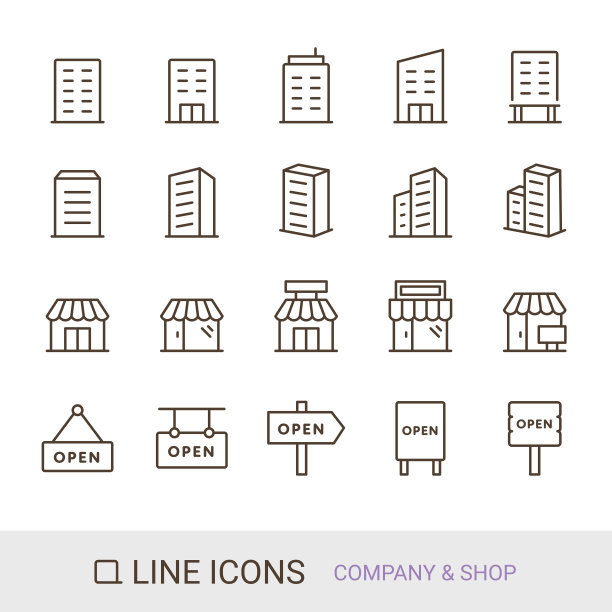 EC网站图标，购物指南，公司和商店，线路图标图片下载