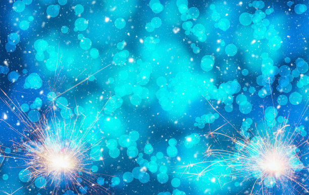 燃烧的火花在抽象的雪域背景。新年快乐。三维演示图片下载