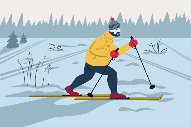 男性滑雪者骑着自行车穿过田野图片下载